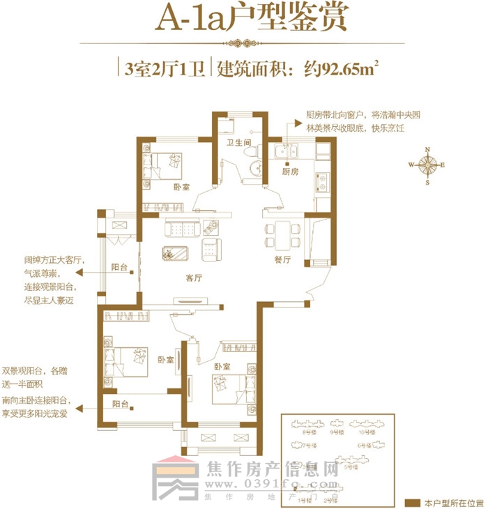 建業(yè)·壹號(hào)城邦92.65㎡戶(hù)型鑒賞  