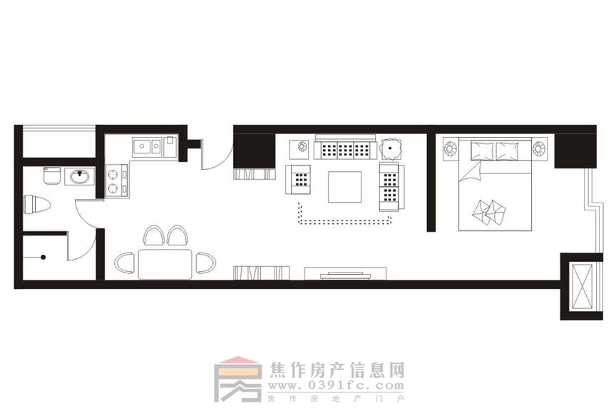 理達(dá)文華廣場一室一廳一衛(wèi)一廚約65.16㎡