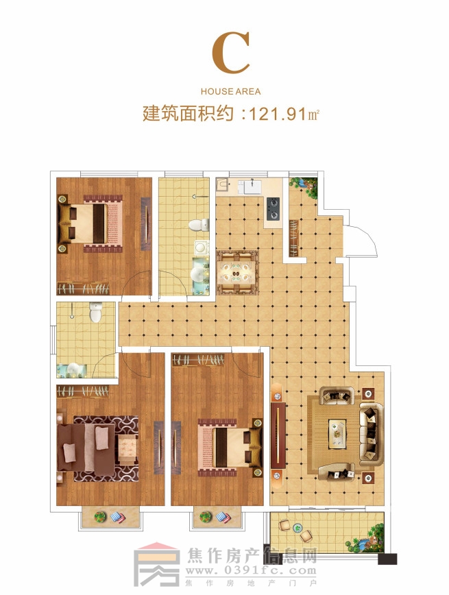 萬(wàn)隆·善水尚苑C戶型121.91㎡